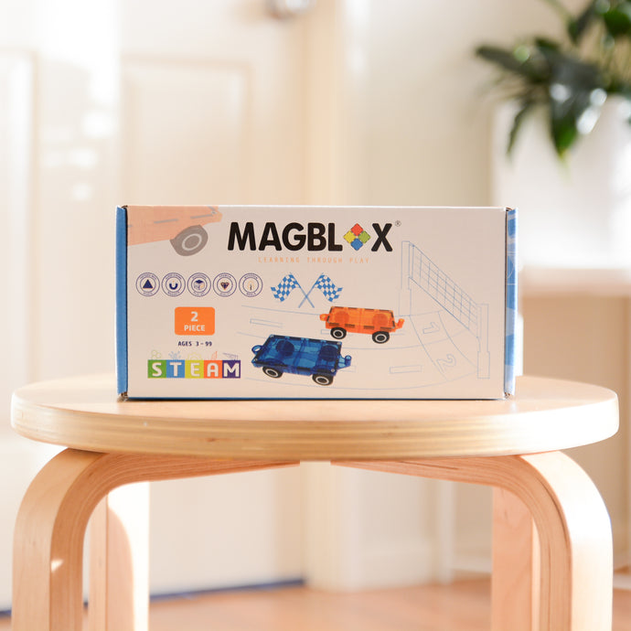 MAGBLOX® TWIN CAR PACK WITH WOODEN WHEELS - Magnetic Tiles