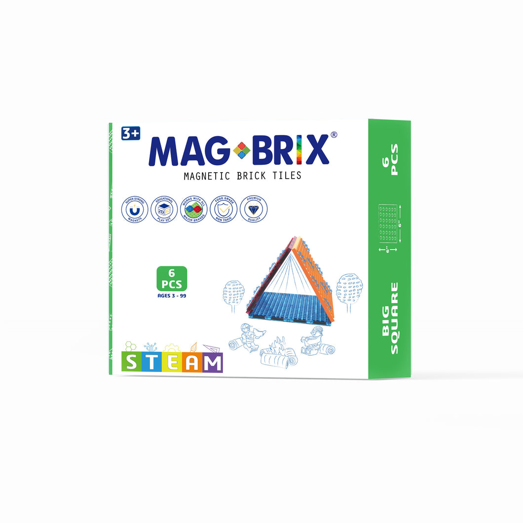 MAGBRIX® MAGNETIC BRICK TILE - BIG  SQUARE 6 PCS PACK